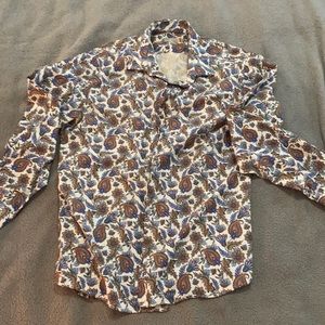 Paisley blue/brown/white mens shirt size XL